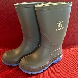 Kamik Kids Charcoal and Blue Rain Boots